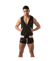 TOF PARIS Mesh Sleeveless Hoodie Light Vest Jacket Tank 2Deep Pockets Black 6