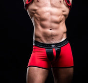 TOF PARIS Mid-Thigh Short Contrasting Front Pouch Stretch Boxer Shorts Red