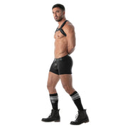 TOF PARIS Mid-Thigh Shorts Contrasting Front Pouch Stretch Boxer Short Black