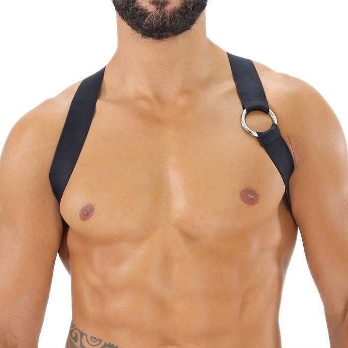 TOF PARIS Party Boy Wide Elastic Harness With Top Zamac Buckle Black