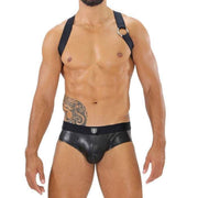 TOF PARIS Party Boy Wide Elastic Harness With Top Zamac Buckle Black