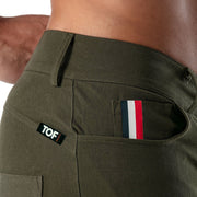 TOF PARIS Patriot Chino Shorts 5-Pocket Tight Fit Cotton Short Khaki