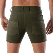 TOF PARIS Patriot Chino Shorts 5-Pocket Tight Fit Cotton Short Khaki