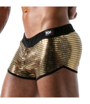 TOF PARIS Retro Short Star Mini-Shorts Glitery Fabric Gold