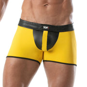TOF PARIS Short Mid-Thigh Contrasting Front Pouch Stretchy Boxer Shorts Yellow