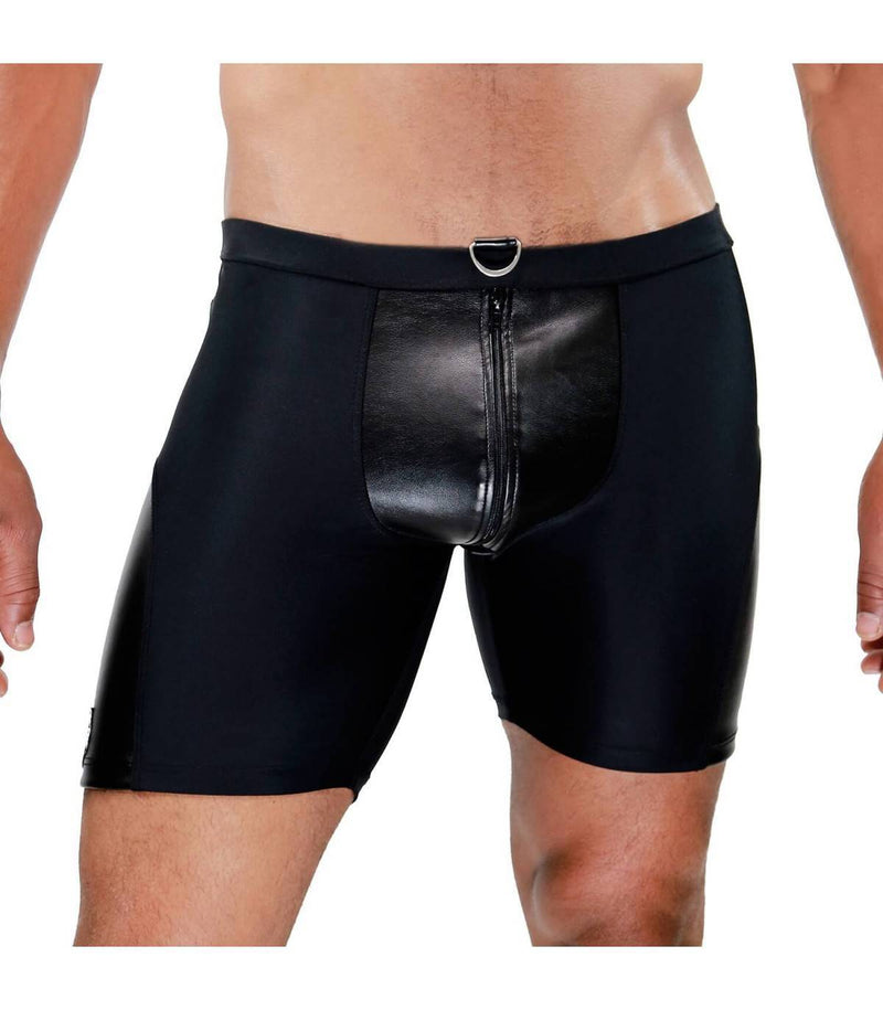 TOF PARIS Shorts Deri Full Zip Cyclist  Shorts Reinforcements Leather Look