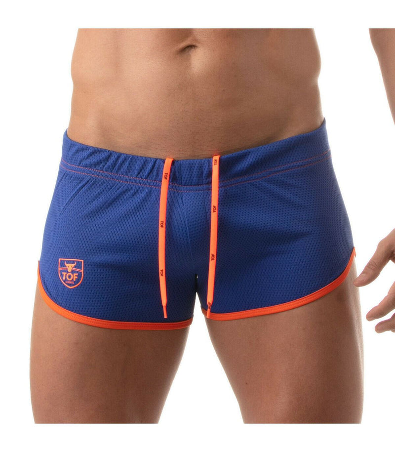 TOF PARIS Shorts Mesh Retro Microfiber Low-Waist Fitted Short Royal Blue 5