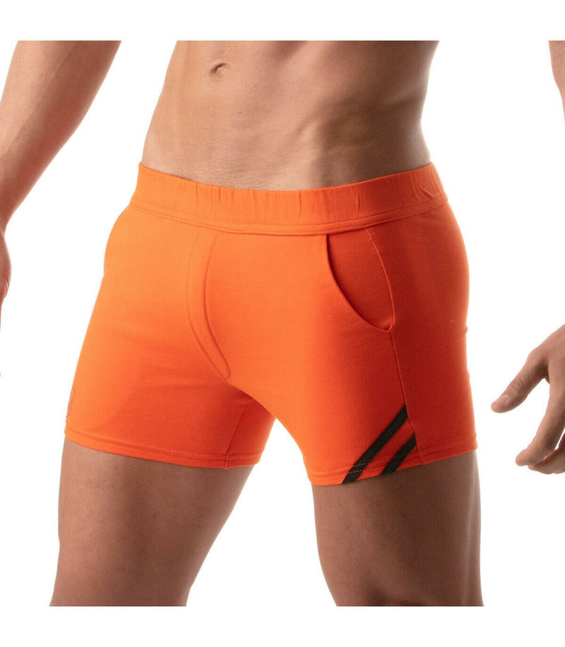 TOF PARIS Shorts Mid-Length Tight Fit Short Cotton Fleece Orange 4