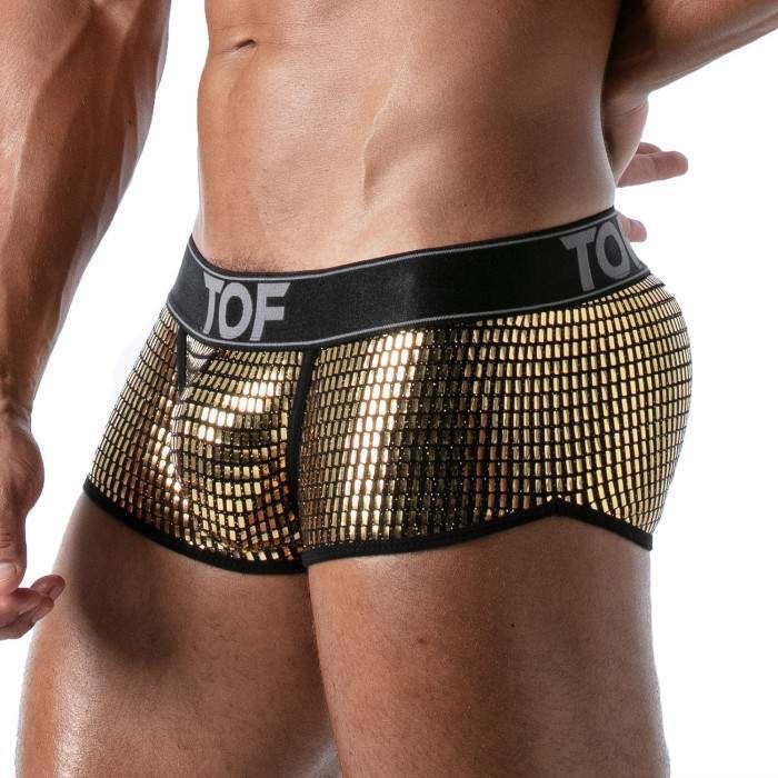TOF PARIS Star Boxer Trunk Glitery Crutch Cotton Jersey Gold Shorty 92