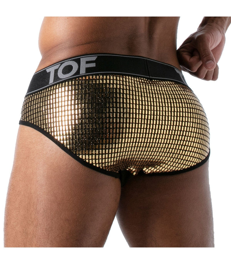 TOF PARIS Star Brief Glitery Microfibre Fabric Low-Waist Briefs Gold