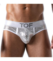 TOF PARIS Star Briefs Glitery Microfibre Fabric Low-Waist Brief Silver