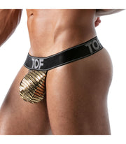 TOF PARIS Star String Microfibre Men Stringless Thong Gold 59
