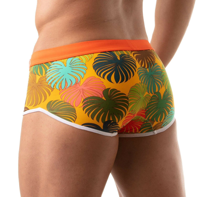 TOF PARIS Swim-Trunk Floral Eyelets Waistband Swim-Short Yellow