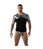 TOF PARIS T-Shirt Metal Lurex Edging Half-Cotton Half-Metallic Silver