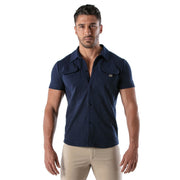 TOF PARIS T-Shirts Short-Sleeved Cotton Piqué Shirt Navy