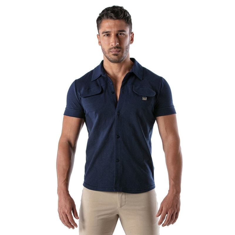 TOF PARIS T-Shirts Short-Sleeved Cotton Piqué Shirt Navy