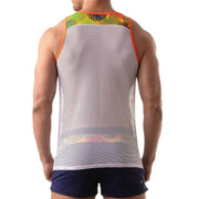 TOF PARIS Tank Floral Mesh Tank Top Open Bi-Material Yellow