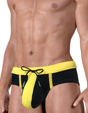 WildmanT Swimwear Moby Big Boy Pouch Swim-Brief Black & Yellow MDS-BR