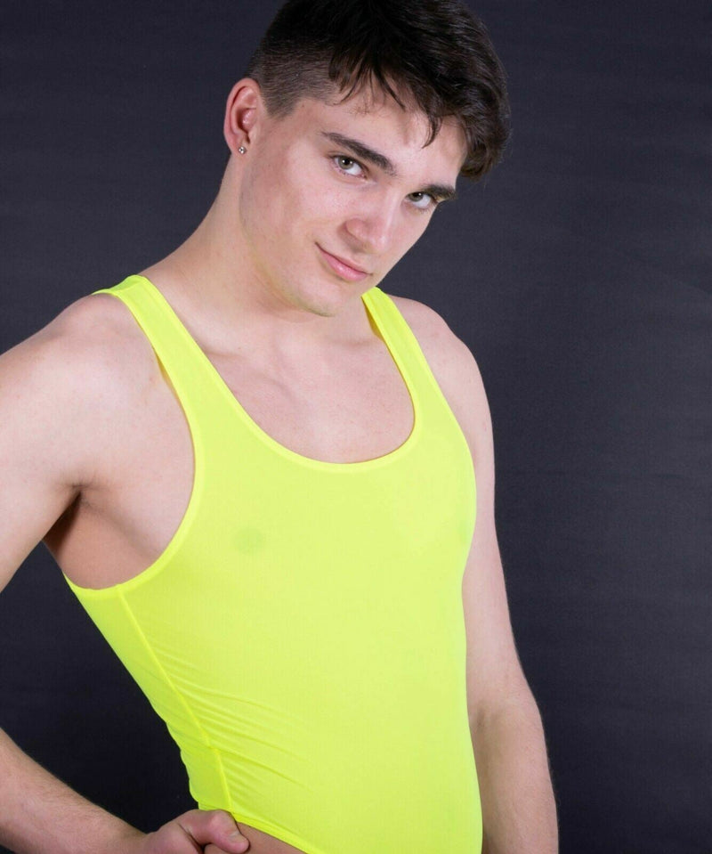 WOJOER Stringbody Sheer Swim Thongs Bodysuit Yellow Singlet 320S5 4